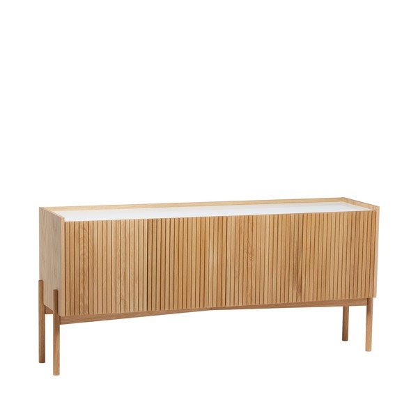 Dabīga toņa zema kumode ar ozolkoka imitāciju 177x42 cm Bottrup – Woodman-image-1