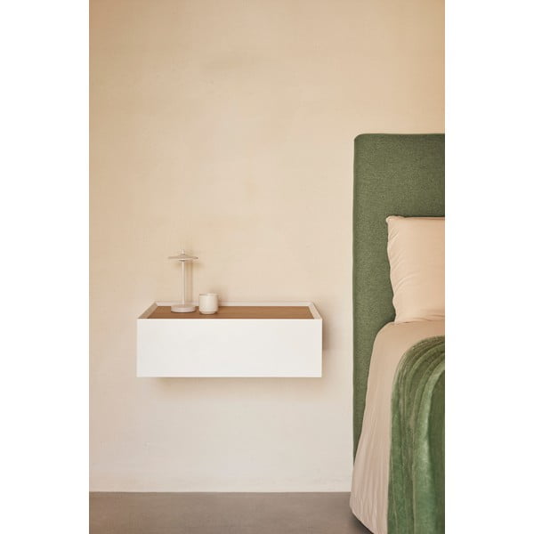 Balts piekarināms naktsskapītis ar ozolkoka imitācijas galda virsmu Arista – Teulat-image-1