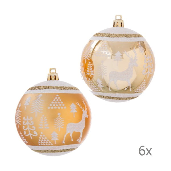 6 Ziemassvētku rotājumu komplekts zelta krāsā Unimasa Deer