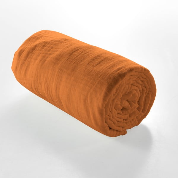 Oranžs/brūns muslīna palags 140x190 cm Angelia – douceur d'intérieur-image-2