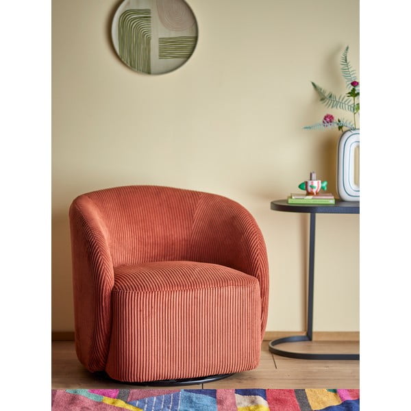 Oranžs velveta atpūtas krēsls ar atzveltni Pradi – Bloomingville-image-1