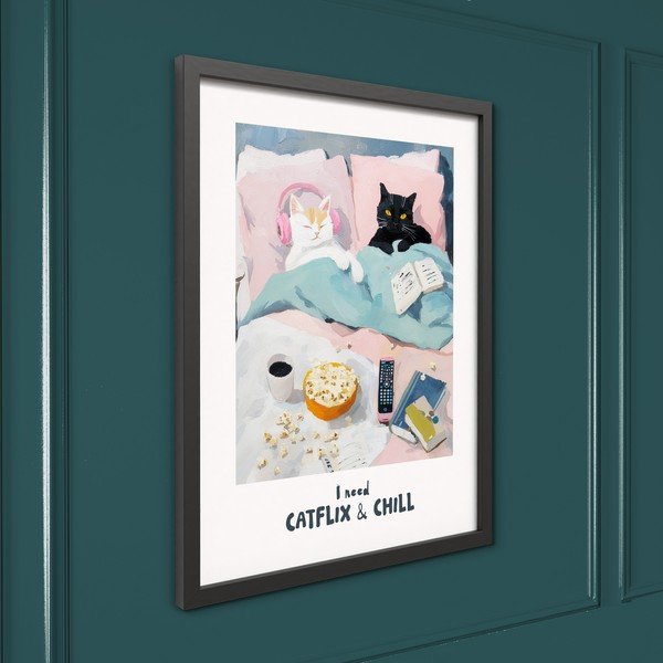 Drukāta glezna ar rāmi 30x40 cm Catflix – Styler-image-4