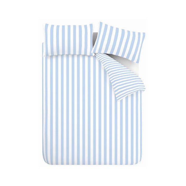 Balta/zila divguļamā trīsdaļīga gultas veļa 200x200 cm Stripe Tease – Sassy B