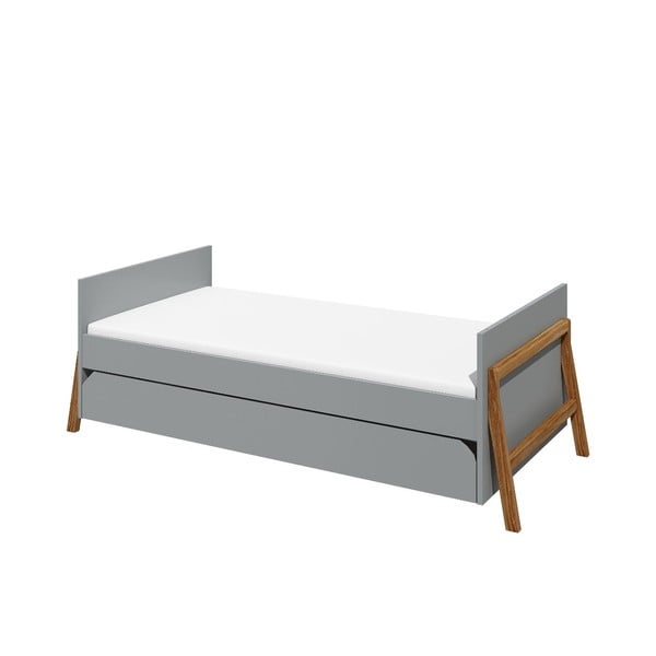 Pelēka bērnu gulta ar atvilktni BELLAMY Lotta, 80 x 160 cm