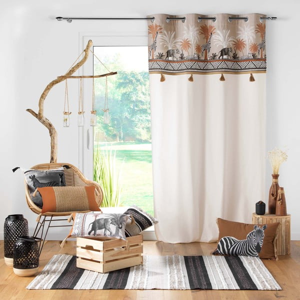 Brūns/dabīga toņa kokvilnas aizkars 140x240 cm Kenya Lodge – douceur d'intérieur-image-2