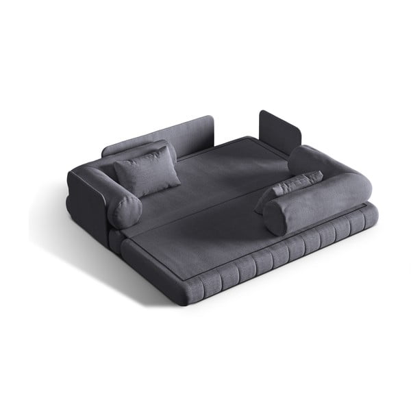 Tumši pelēks salokāms dīvāns no buklē auduma 206 cm Kemi – Cosmopolitan Design-image-1
