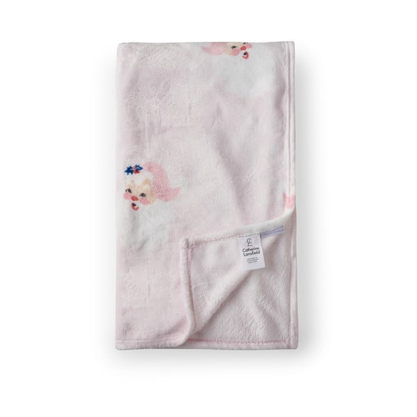 Gaiši rozā mikroplīša pleds ar Ziemassvētku motīvu 130x170 cm Vintage Christmas Santa – Catherine Lansfield