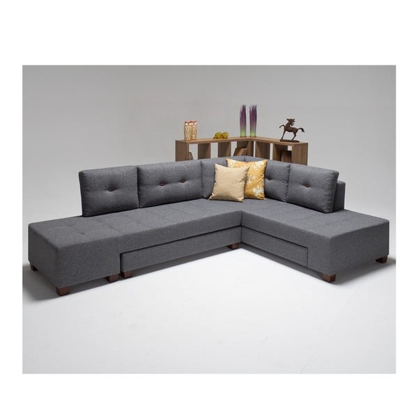 Pelēks stūra dīvāns Balcab Home Bailey, labais stūris-image-3