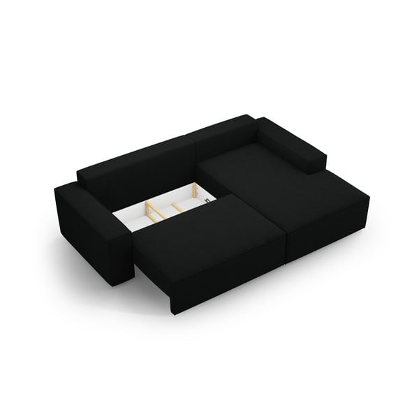 Melns salokāms stūra dīvāns no buklē auduma (ar labo stūri) Jodie – Micadoni Home-image-4