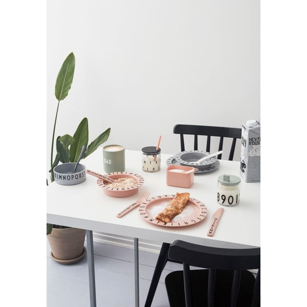 Pelēks bērnu dziļais šķīvis Design Letters Eat & Learn, ø 15,5 cm-image-3