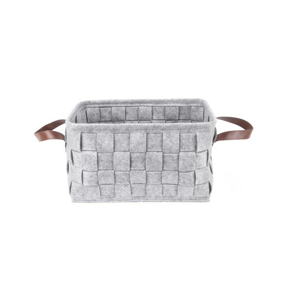 Gaiši pelēks uzglabāšanas grozs ar ādas rokturiem PT LIVING Storage, garums 38 cm-image-2