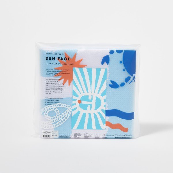 Zils pludmales dvielis Sunnylife Sun Face, 175 x 90 cm-image-4