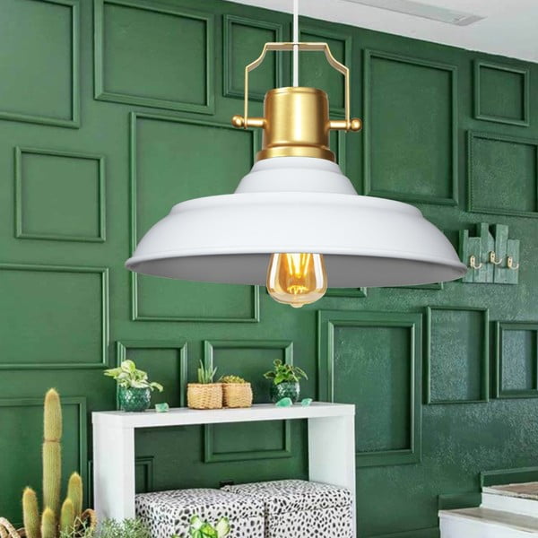 Balta piekaramā lampa ar metāla abažūru ø 25 cm Tarsus – Opviq lights-image-1