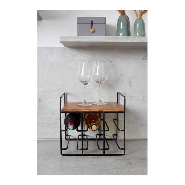 Vīna statīvs 6 vīna pudelēm ar bambusa plauktu Wenko Loft-image-4