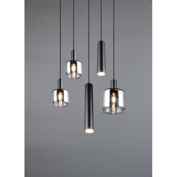Melna piekaramā lampa ar metāla abažūru/ar stikla abažūru ø 40 cm Mataro – Trio-image-2