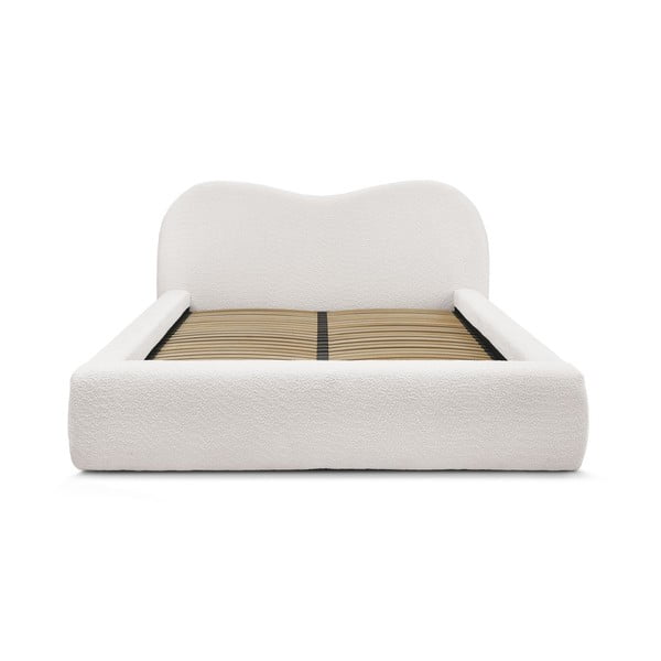 Balta polsterēta divvietīga gulta ar veļas kasti un redelēm 160x200 cm Orlane – Bobochic Paris-image-4