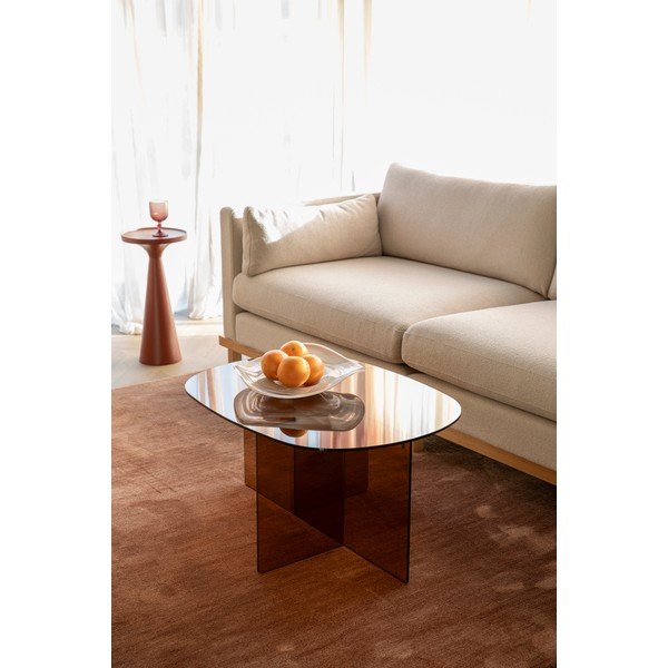 Brūns stikla žurnālgaldiņš 60x80 cm Linea – Zuiver-image-1