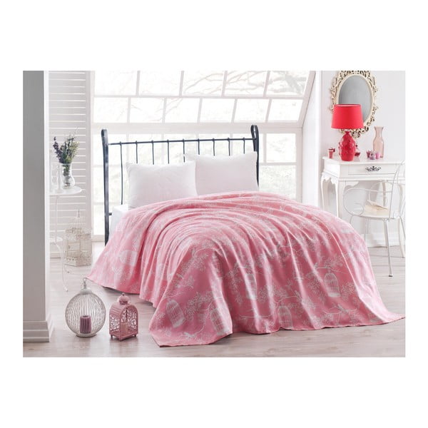 Rozā gaismas gultas pārklājs Samyel, 200 x 235 cm