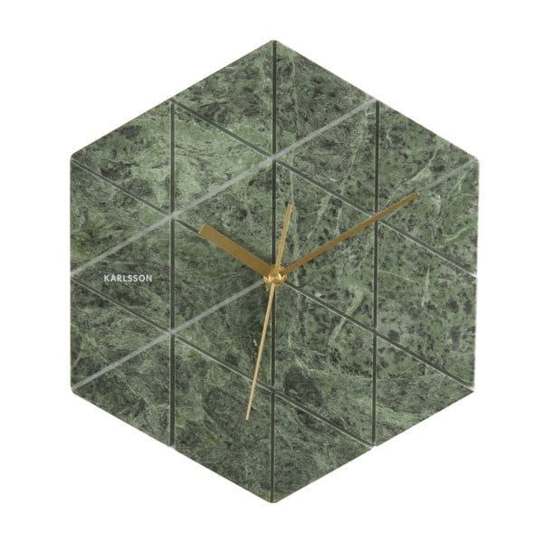 Karlsson sešstūra zaļš sienas pulkstenis