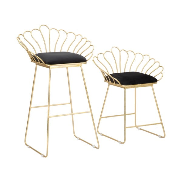 2 zelta un melnas krāsas bāra krēslu komplekts Mauro Ferretti Flower
