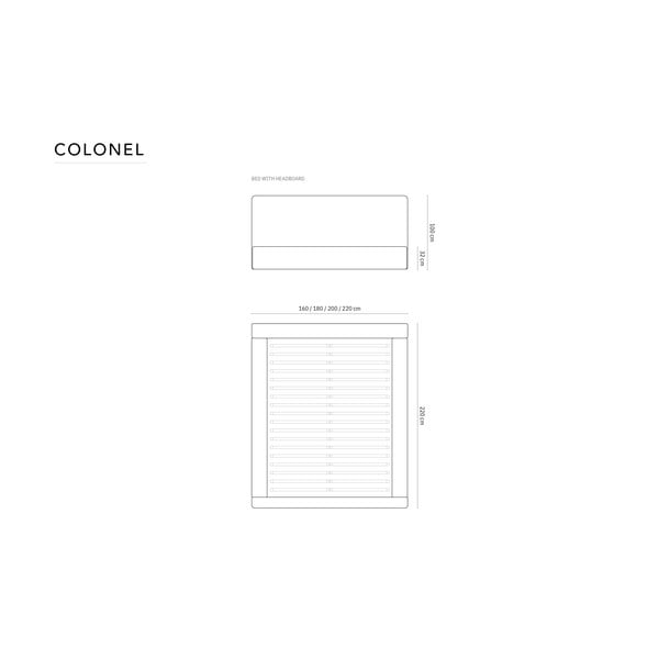 Gaiši pelēka polsterēta divvietīga gulta ar veļas kasti un redelēm 140x200 cm Colonel – Cosmopolitan Design-image-4