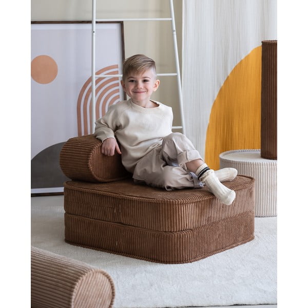Brūns velveta bērnu atpūtas krēsls Flip – Wigiwama-image-4