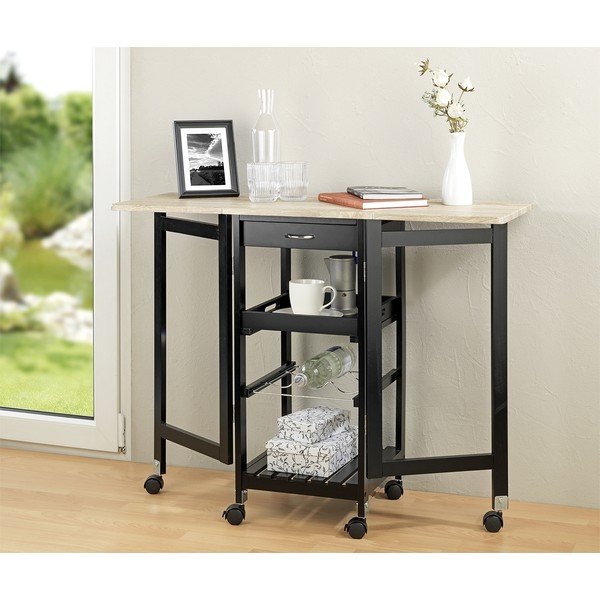 Melns/dabīga toņa vīna skapis ar ozolkoka imitāciju pudeļu skaits 3, 97x77 cm – Maximex-image-3