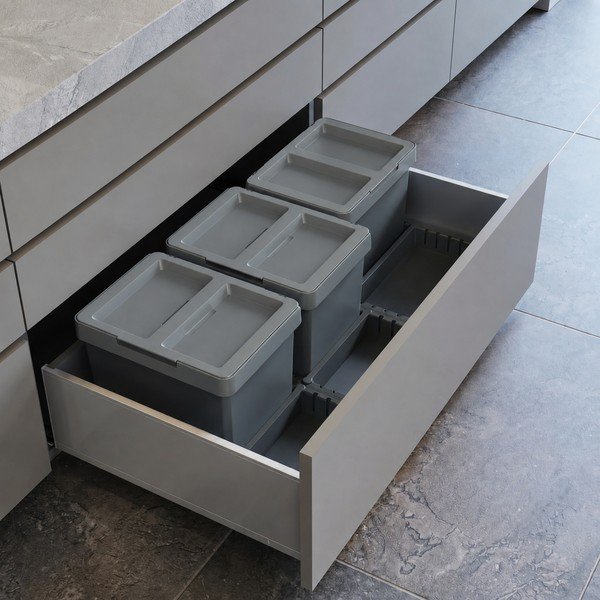Pelēka atkritumu šķirošanas/iebūvēta plastmasas atkritumu tvertne 3x12 l Metropolis Flip-up – Elletipi-image-1