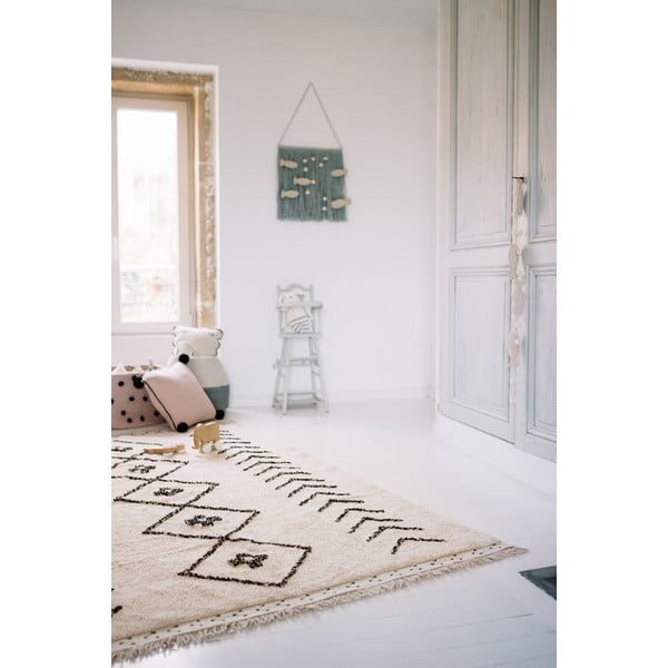 Krēmkrāsas mazgājams/ar rokām darināts kokvilnas paklājs 140x210 cm Bereber Rhombs – Lorena Canals-image-3