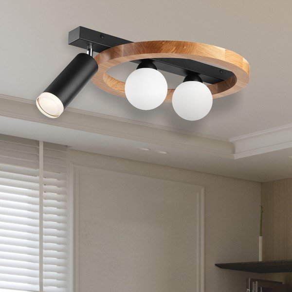 Melna/dabīga toņa griestu lampa 40x50 cm Otis – LAMKUR-image-1