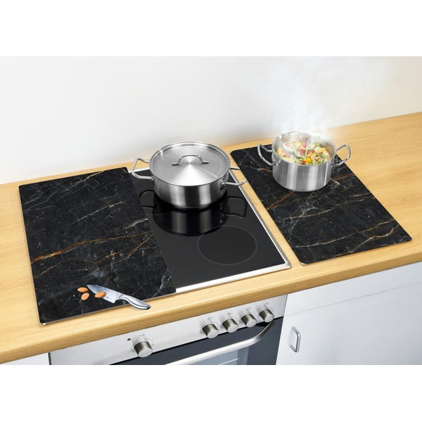 Plīts aizsargplāksnes no rūdīta stikla (2 gab.) 52x30 cm Marble – Allstar-image-1