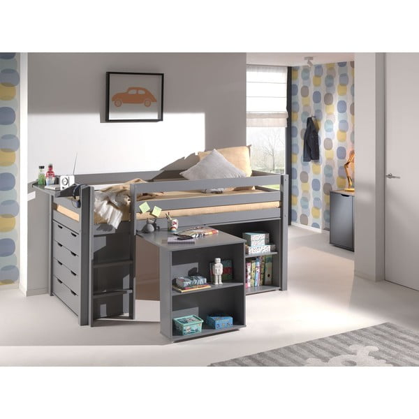 Pelēka zema bērnu kumode 85,5x72 cm Pino – Vipack-image-2