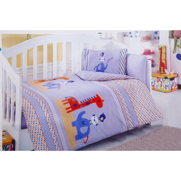 Bērnu gultasveļas un palagu komplekts Blue Elephant, 120x150 cm