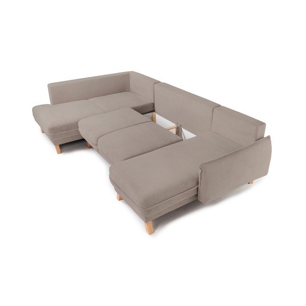 Pelēkbrūns velveta salokāms/ar uzglabāšanas vietu stūra dīvāns (ar kreiso stūri/U veida) Tori – Bonami Selection-image-3
