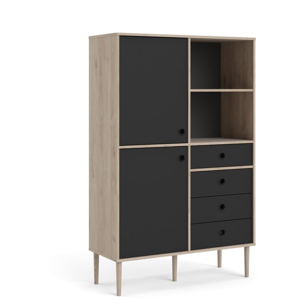 Melns grāmatplaukts ar ozolkoka imitācijas rāmi Tvilum Rome, 99 x 154 cm-image-4