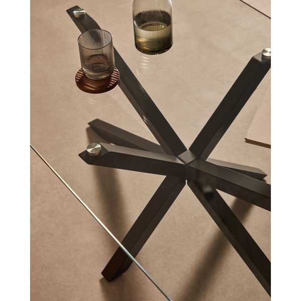 Melns žurnālgaldiņš ar stikla galda virsmu 70x130 cm Argo – Kave Home-image-3