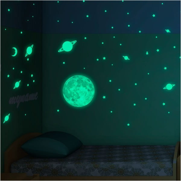 Ambiance Mēness mazo zvaigžņu un planētu sienas uzlīmju komplekts
