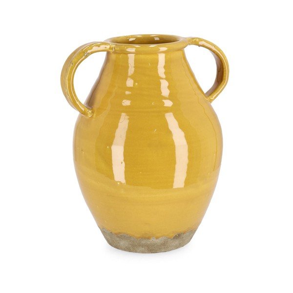Sinepju dzeltena terakotas rokām darināta vāze (augstums 31 cm) Daruma – Bizzotto