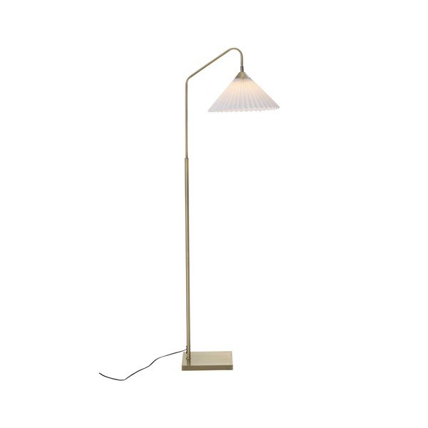 Krēmkrāsas/misiņa krāsas tekstila stāvlampa ar saliekamu konstrukciju (augstums 155 cm) Kate – Ellos Home