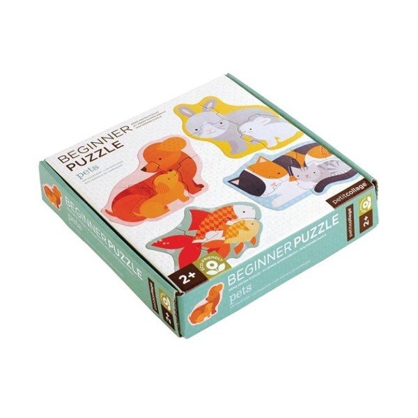 4 pārstrādāta papīra un augu tintes puzles Petit kolāža Mājdzīvnieki-image-3