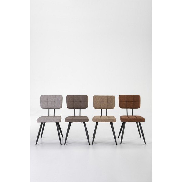 4 pelēku un bēšu Marckeric Sofy ēdamistabas krēslu komplekts-image-2