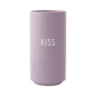 Violeta porcelāna vāze Design Letters Kiss, augstums 11 cm