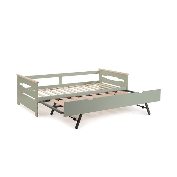 Zaļa izvelkamā gulta bērniem Marckeric Elisa, 90 x 190 cm-image-3