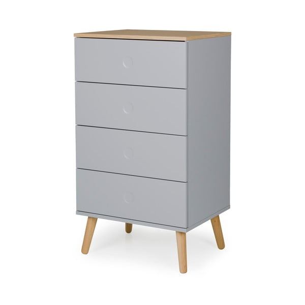 Pelēka kumode ar ozolkoka kājām Tenzo Dot, platums 55 cm-image-1