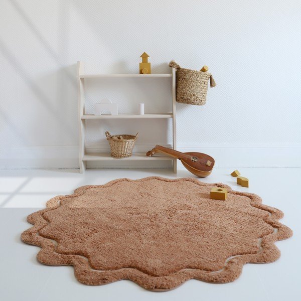 Ķieģeļu sarkans mazgājams/ar rokām darināts kokvilnas apaļš paklājs ø 110 cm Sweet April Toffee – Nattiot-image-1