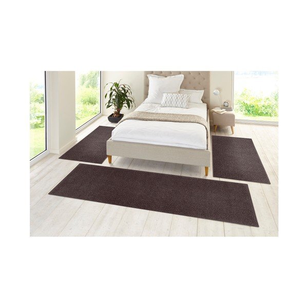 3 antracīta pelēku paklāju komplekts ap gultu Hanse Home Pure-image-1