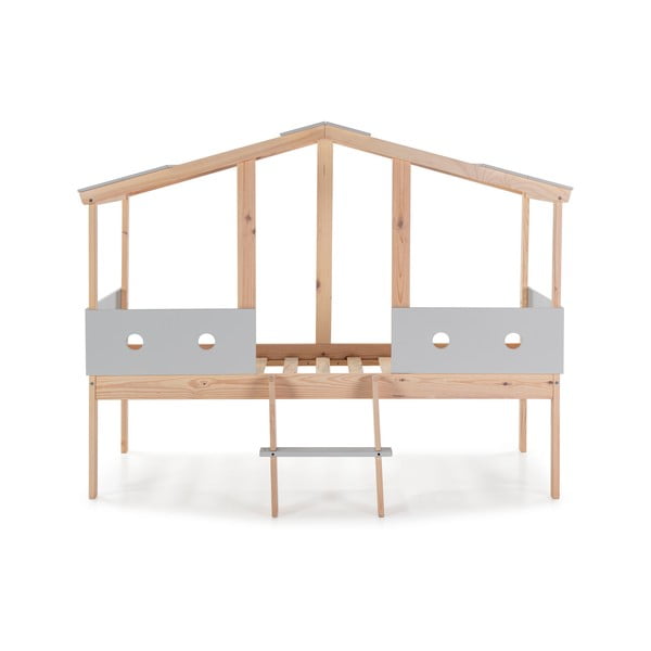 Pelēka paaugstināta bērnu gulta 90 x 190 cm Compte – Marckeric