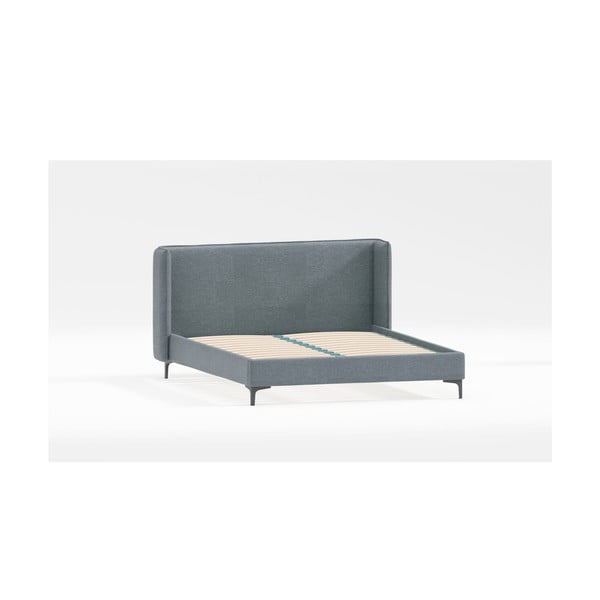 Zila polsterēta divvietīga gulta ar redelēm 140x200 cm Basti – Ropez