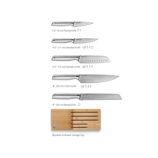 Nažu komplekts ar statīvu un nerūsējošā tērauda asmeni (5 gab.) Elevate Bamboo – Joseph Joseph-image-4
