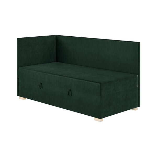 Tumši zaļa stūra bērnu gulta ar veļas kasti ar matraci 90x200 cm Flexi – Ghado-image-4